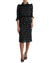 Dolce & Gabbana Black Polka Dot Ruffle Cotton Midi Dress -   -  Dolce & Gabbana.